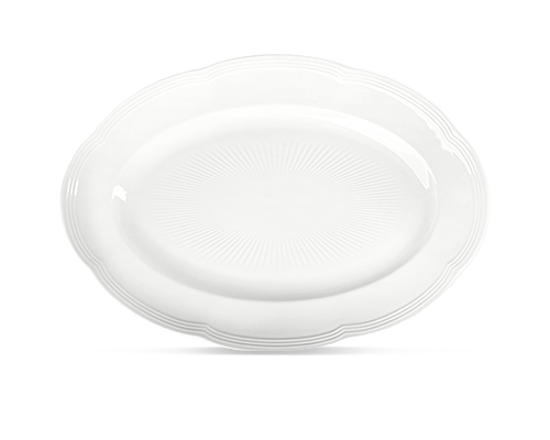 Lotus Rim Camellia Embossed Oval Plate