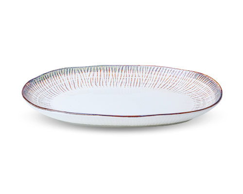 Irregular Line-textured Deep Oval Plate
