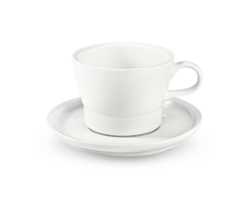 Flat Narrow Rim Coffee Cup & Saucer