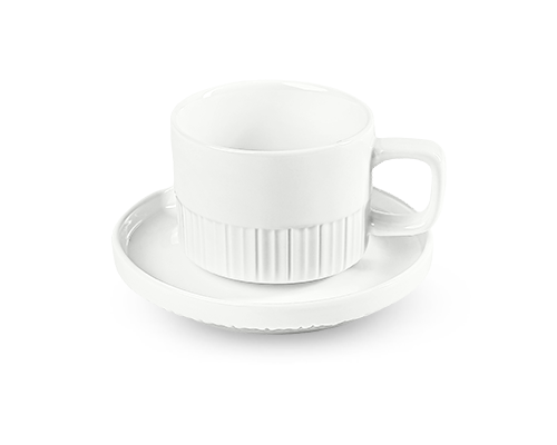 Curtain-textured Embossed Coffee Cup & Wall Saucer
