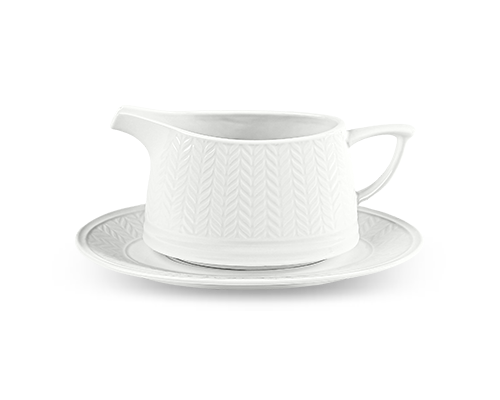 Wheat Embossed Gravy Boat & Saucer