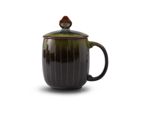 Line-textured Cup With Lid